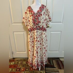Léa cream and pink floral dress, size 3X
